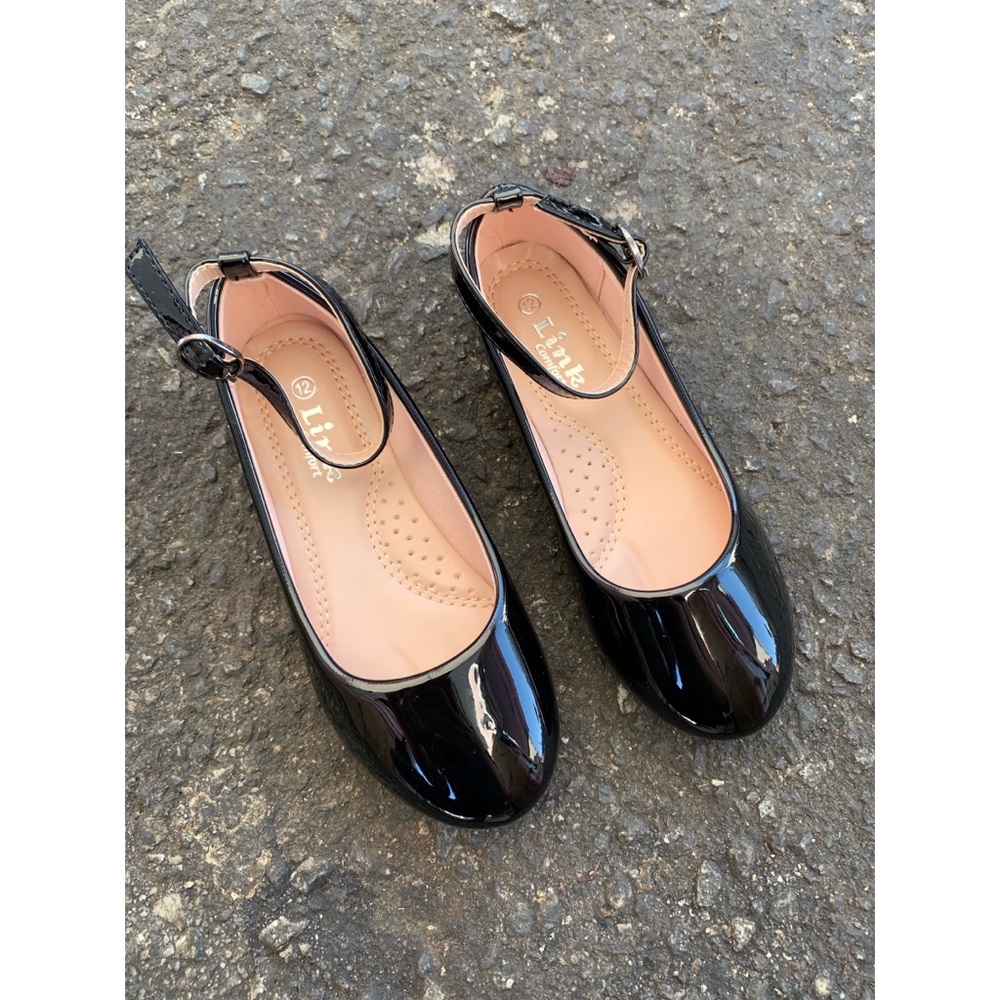 Forever Link Kids Comfort Black Ankle Ballet Flats